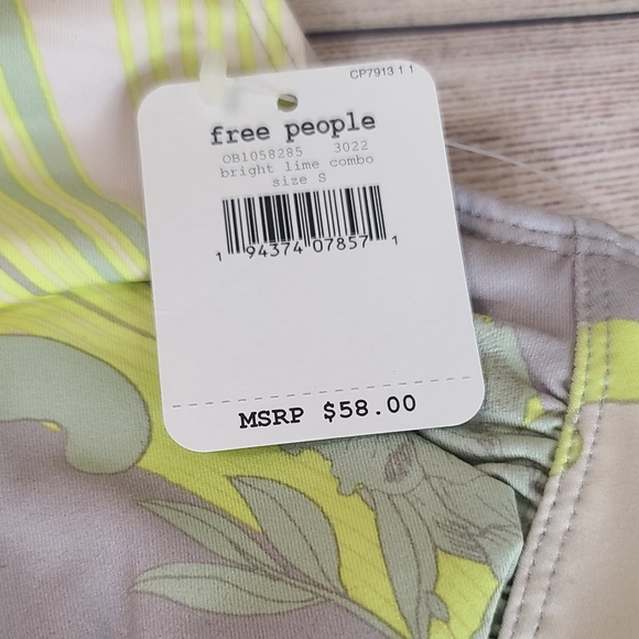 Free People Wave Crush Bra in Lime NWT sz S $58 - Picture 3 of 4